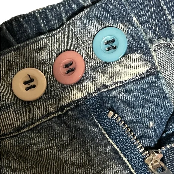 BLUE VELVET patchwork embroidery relaxed fit fray hem washed out jeans sz MEDIUM - Picture 8 of 14